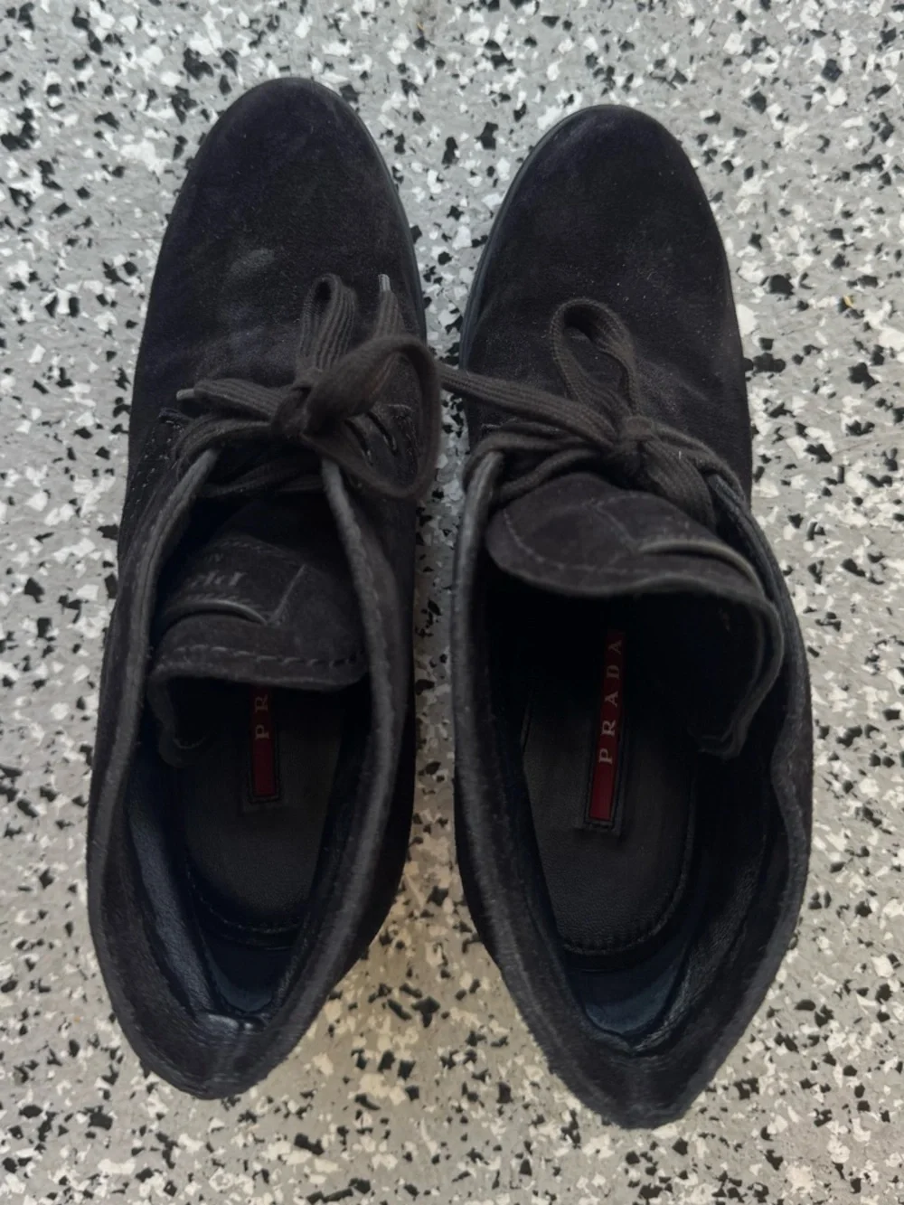 Prada suede black hidden wedge ankle boots women’s 37 pre owned - Picture 8 of 10